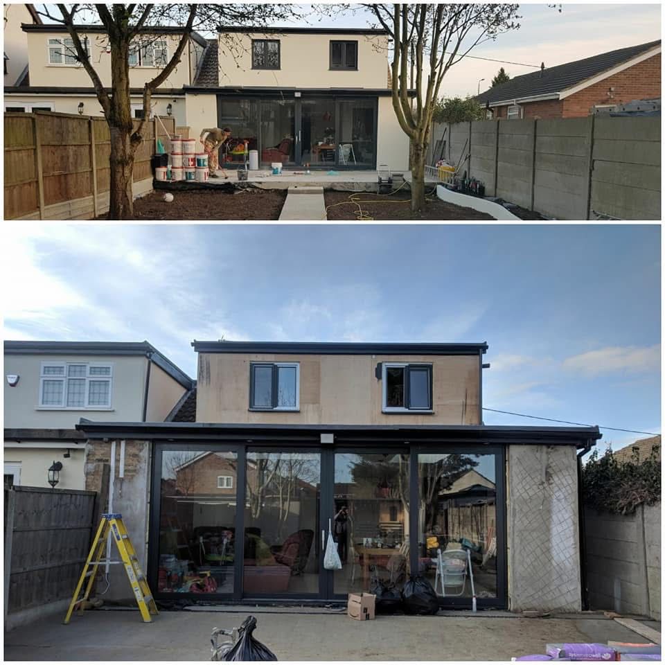 Rear extension and render before and after